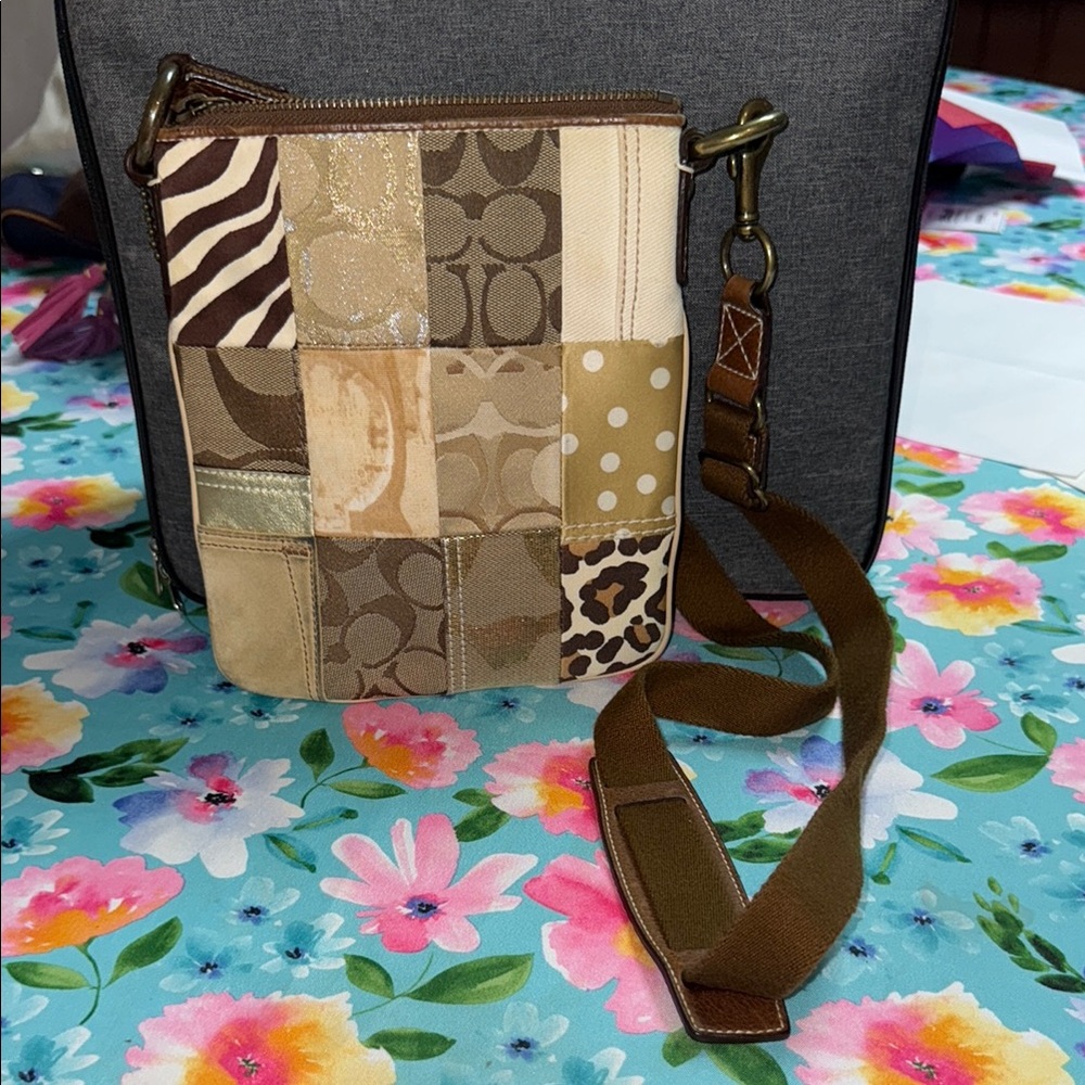 Coach Patchwork Crossbody Bag in Brown and Tan